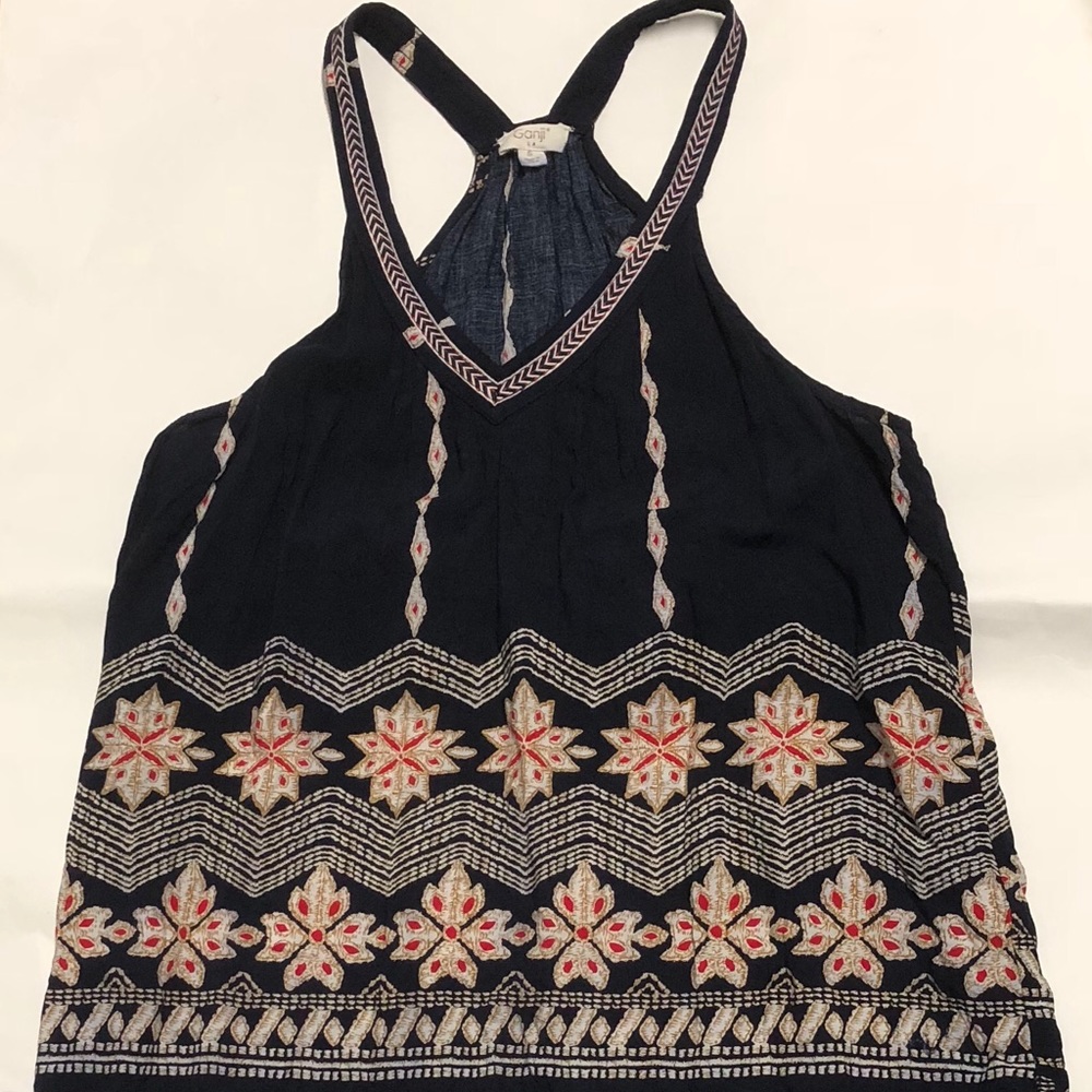 Ganji Navy T Strap Blouse Sz Small
